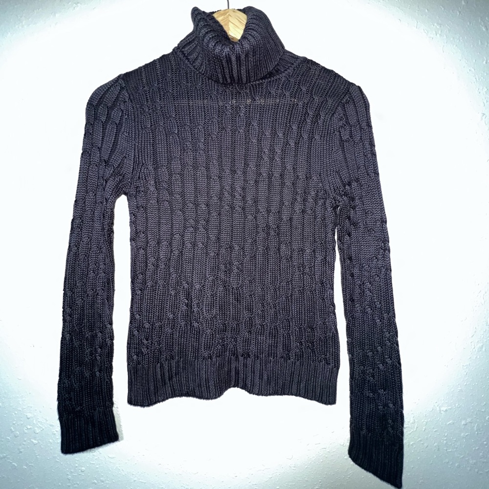 Adrienne Vittadini‎ Sweater Womens X-Small Black Silk Cable Knit